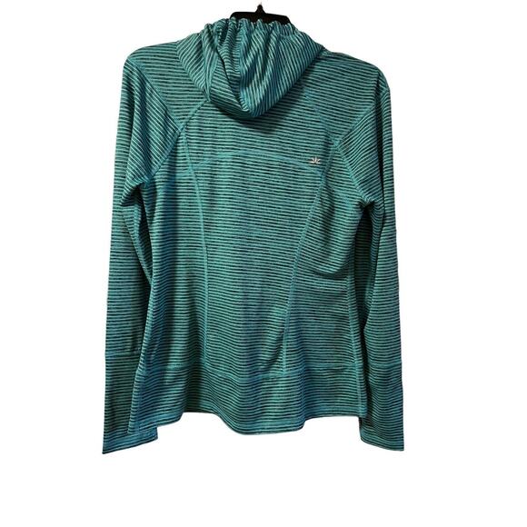Lukka Jacket Teal Blue Striped Zip Up Hoodie Lightweight Womens Size M - Picture 2 of 15